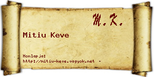 Mitiu Keve névjegykártya